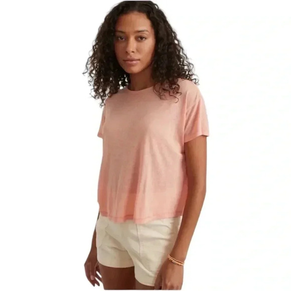 MARINE LAYER | NWT Hemp Cotton Oversized Tee Shirt | Orange Short Sleeve Top XS - Picture 3 of 8